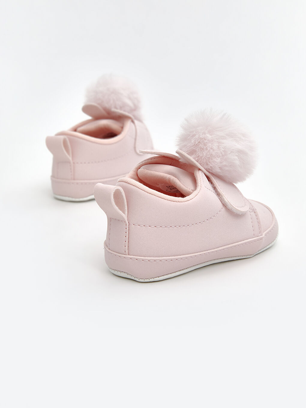 Pembe Ponpon Detaylı Kız Bebek Yürüme Öncesi Ayakkabısı-4