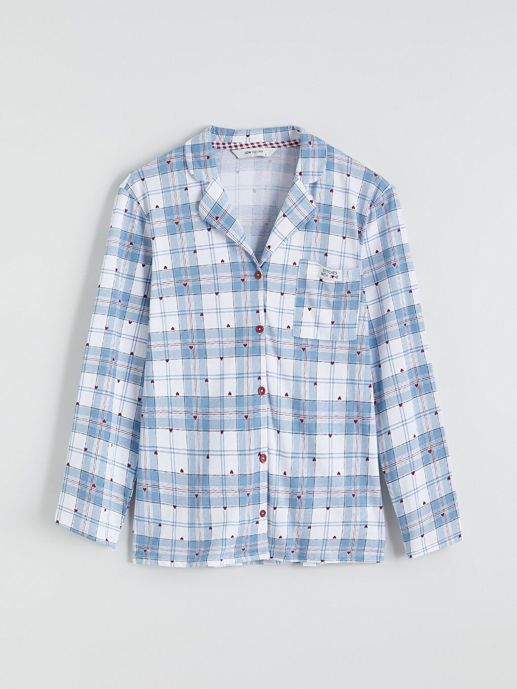 Pidžama komplet sa ovratnikom i kragnom, karirani dezen, za Ženski-5