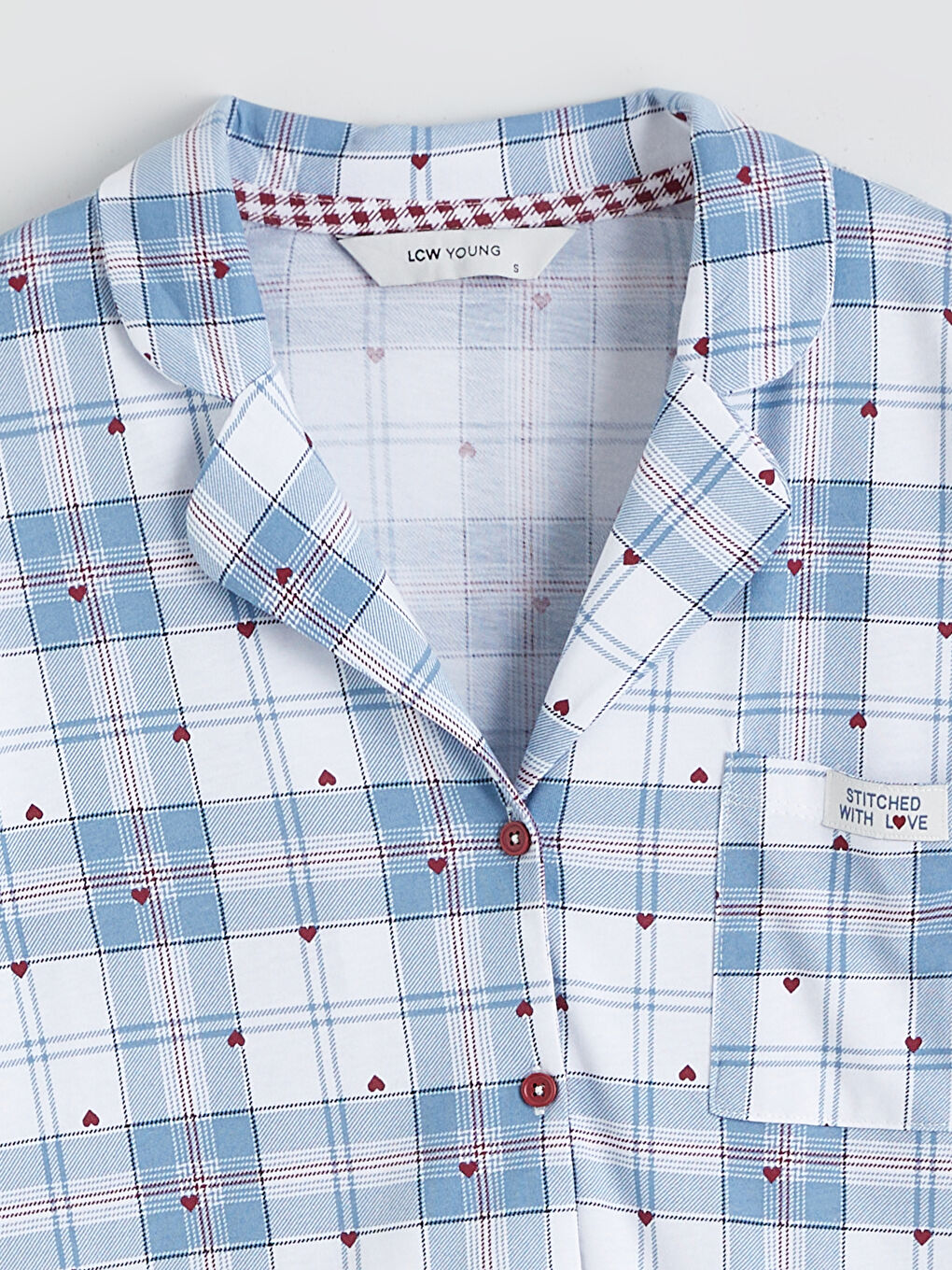 Pidžama komplet sa ovratnikom i kragnom, karirani dezen, za Ženski-6