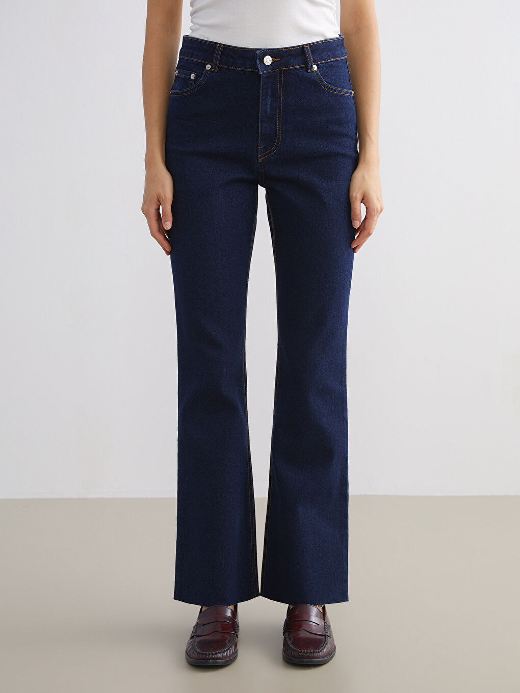 İndigo Flare Kadın Jean Pantolon-2