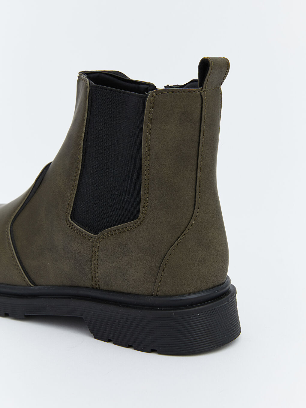 Haki Deri Görünümlü Fermuarlı Erkek Çocuk Bot-5