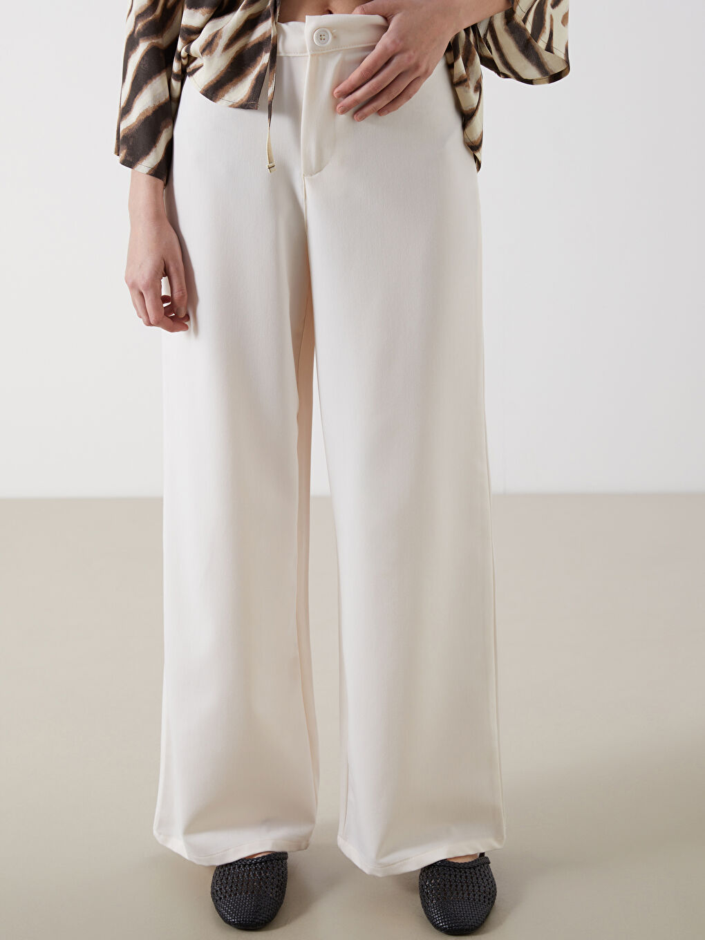 Slim Fit Flared Women's Trousers-1