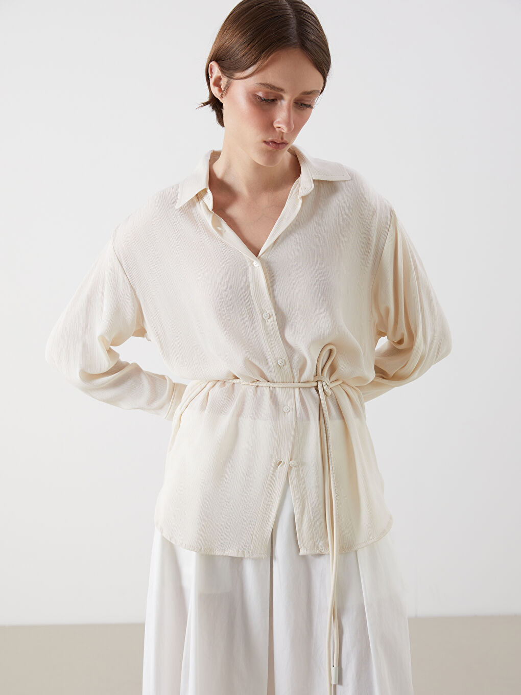 Textured Oversize Women's Shirt