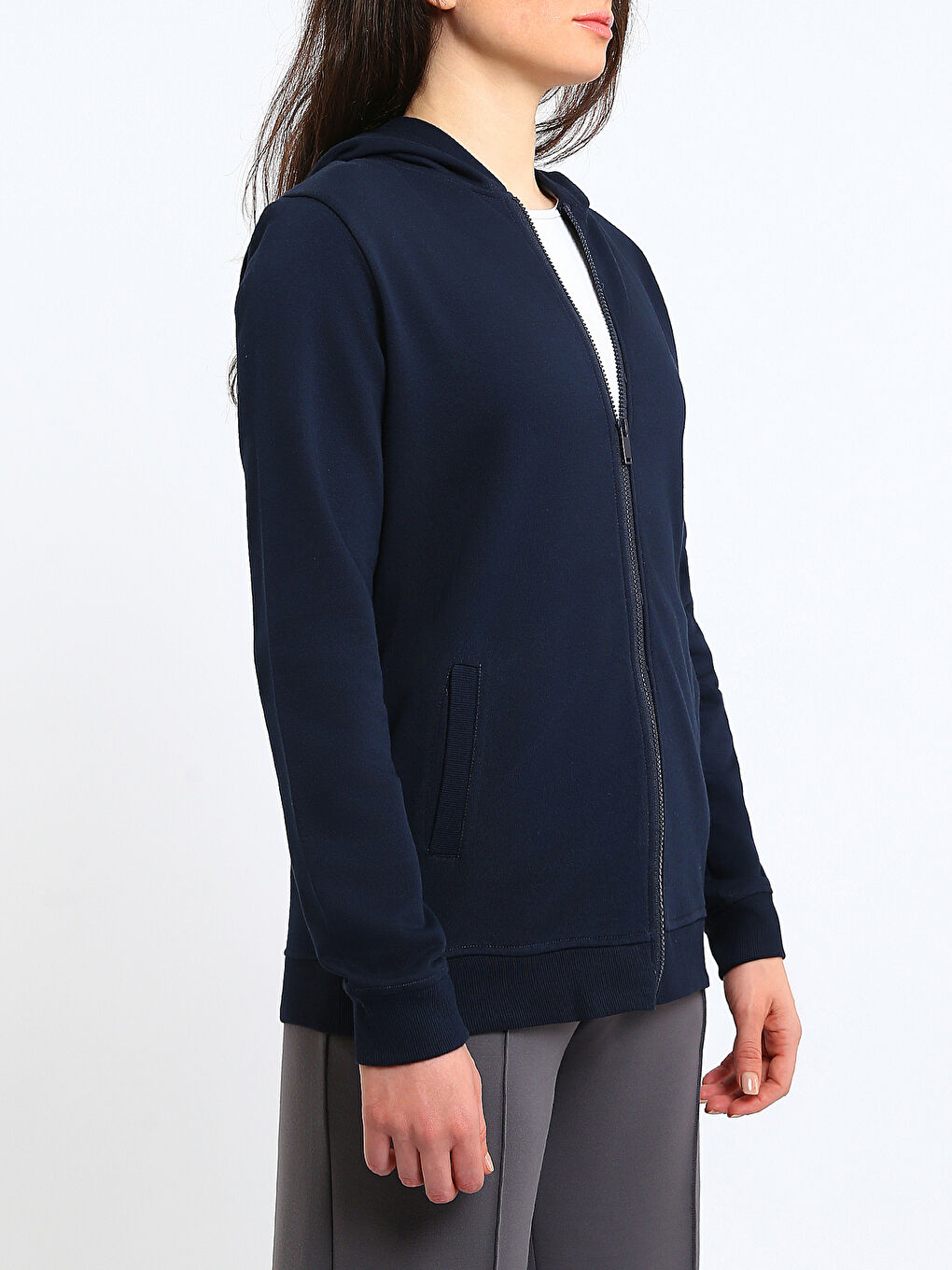 Hooded Women's Thick Zip-Up Sweatshirt-3