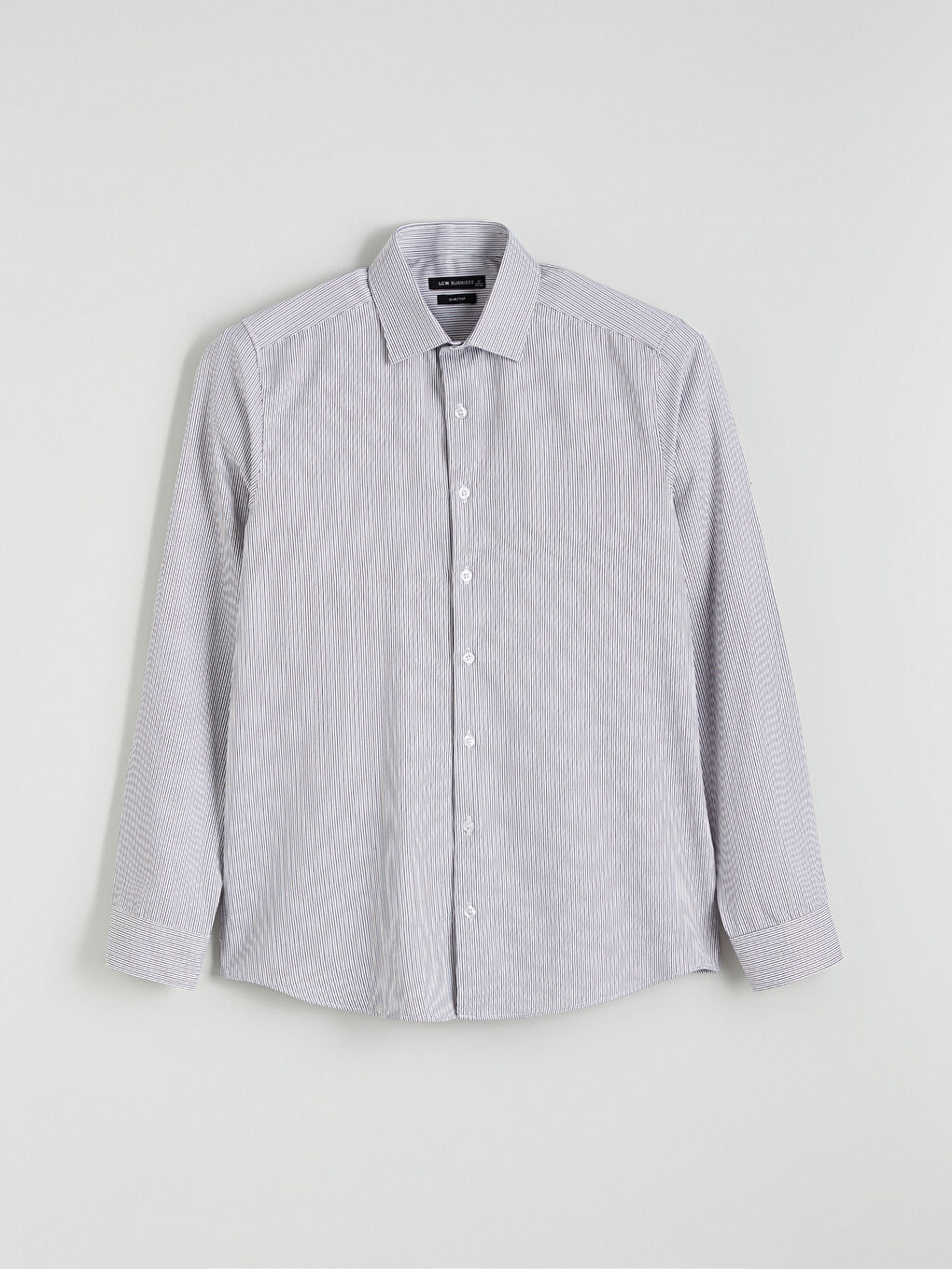 Antrasit Slim Fit Uzun Kollu Çizgili Erkek Gömlek-4