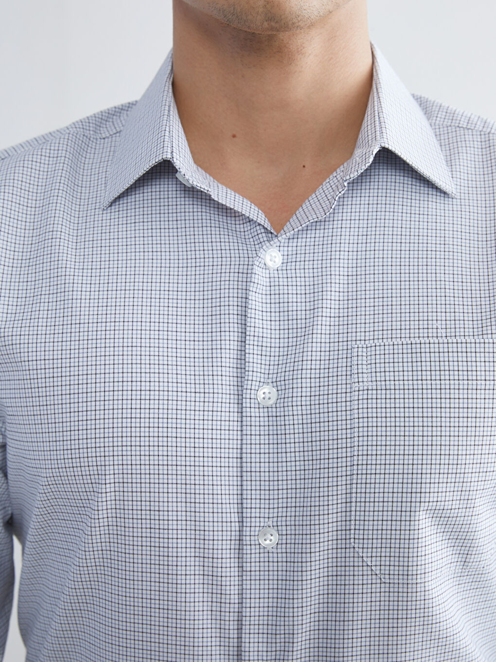 Regular Fit Long Sleeve Plaid Poplin Men's Shirt-2