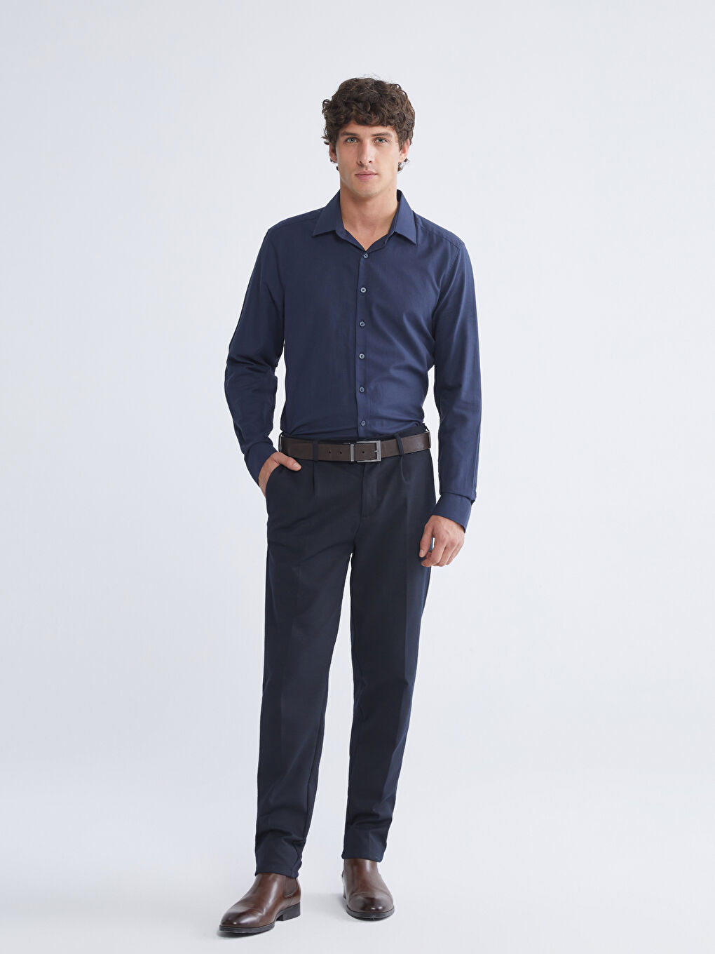Slim Fit Long Sleeve Men's Shirt-1