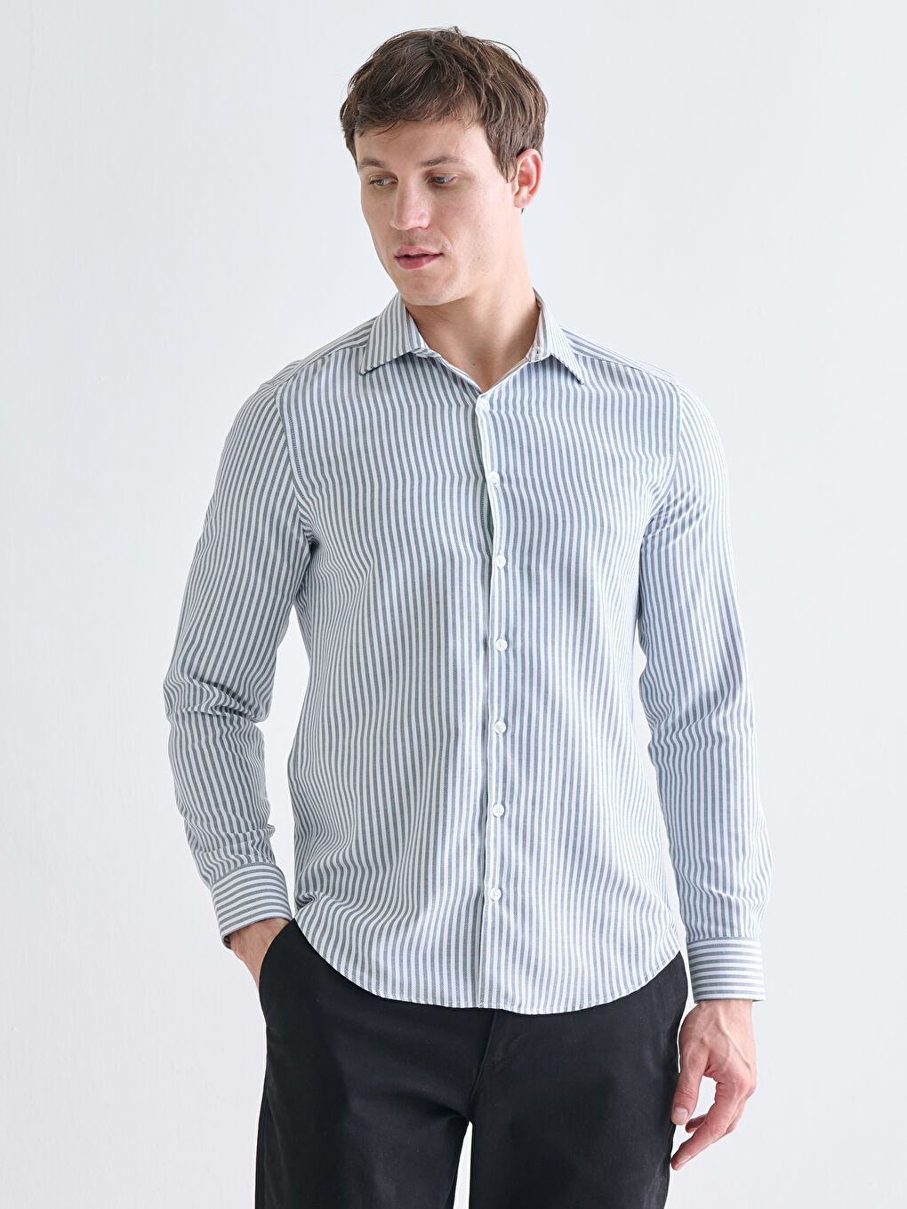 Slim Fit Long Sleeve Men's Shirt