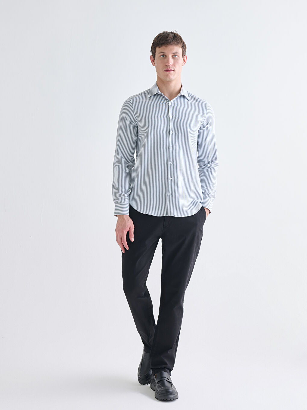 Slim Fit Long Sleeve Men's Shirt-1