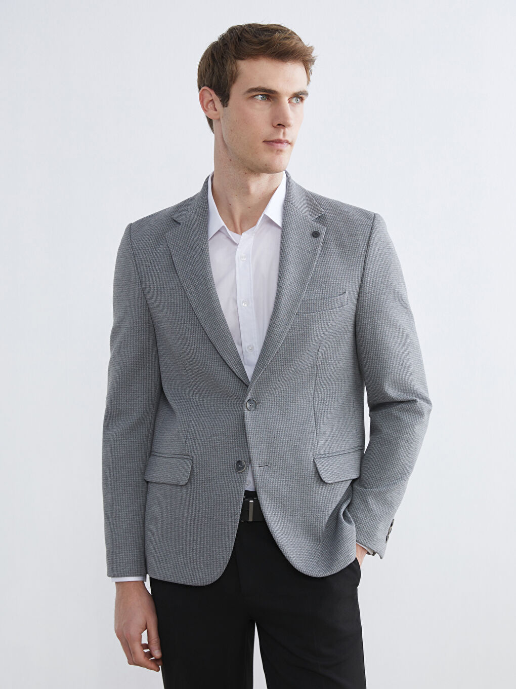 Gri Slim Fit Erkek Blazer Ceket