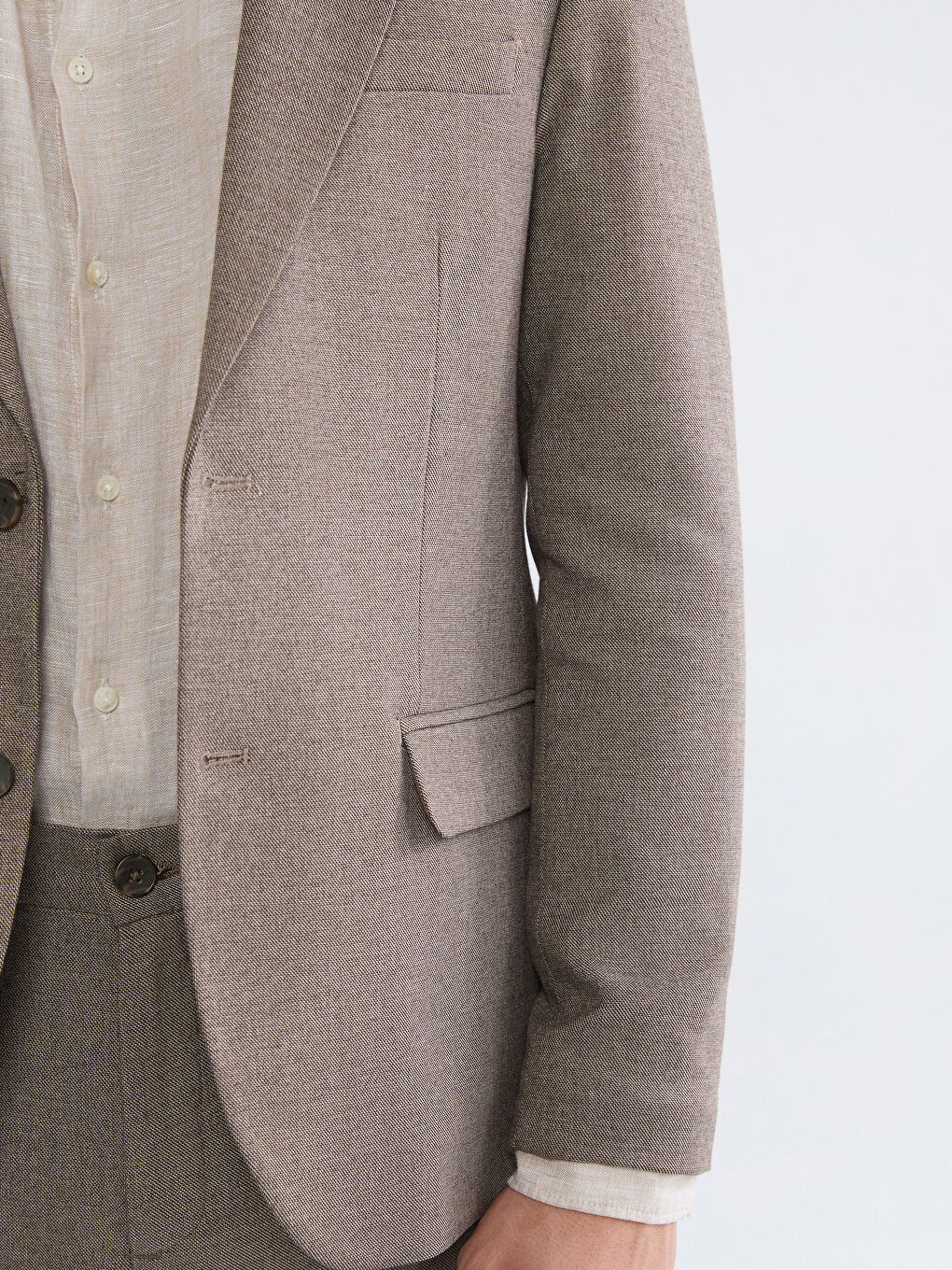 Bej Dar Kalıp Erkek Blazer Ceket-2