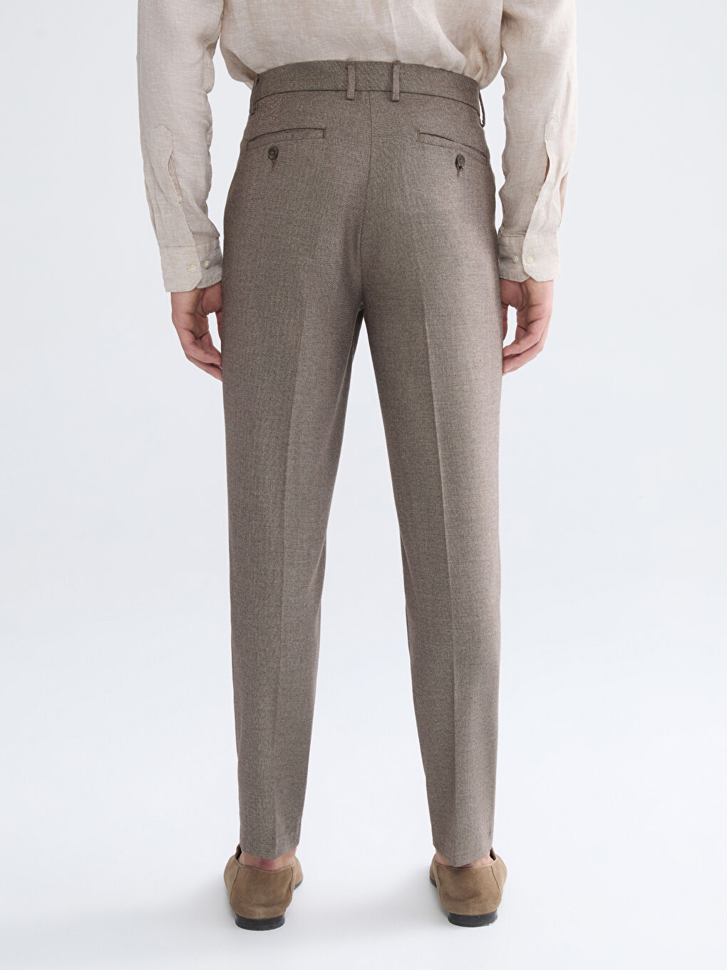 Bej Slim Fit Gabardin Erkek Pantolon-3