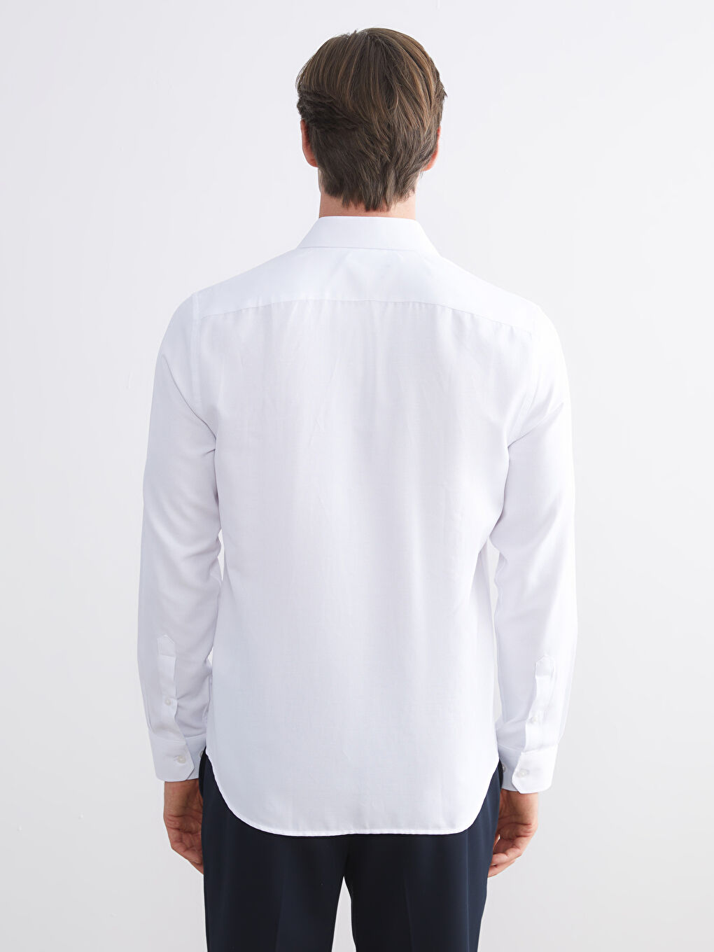 Beyaz Slim Fit Uzun Kollu Armürlü Erkek Gömlek-3