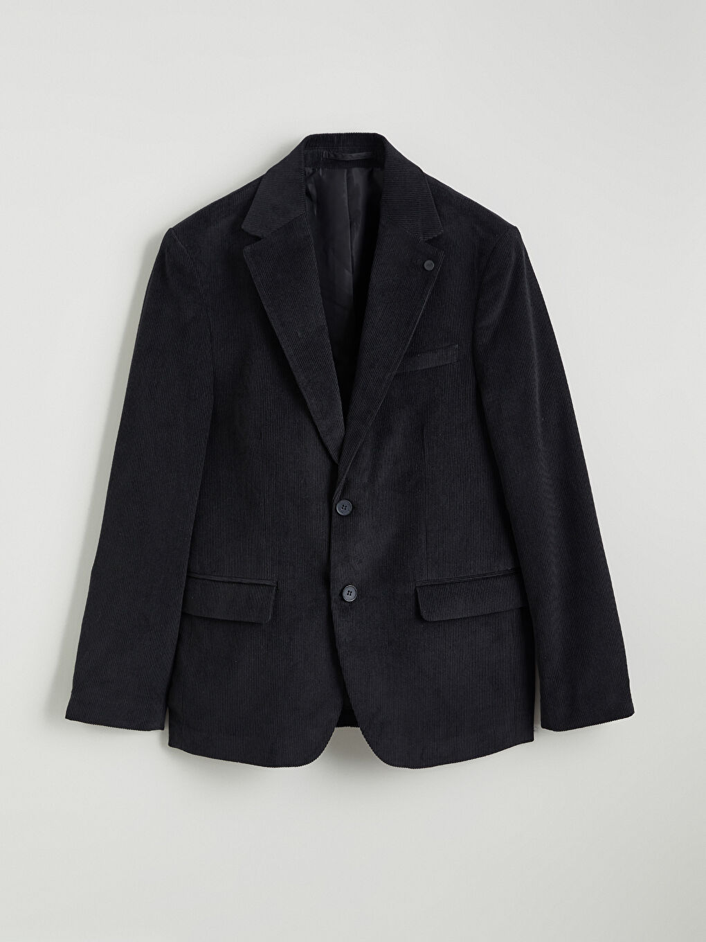 Siyah Standart Kalıp Kadife Erkek Blazer Ceket-4