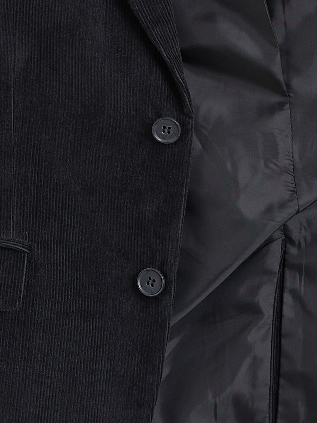 Siyah Standart Kalıp Kadife Erkek Blazer Ceket-5