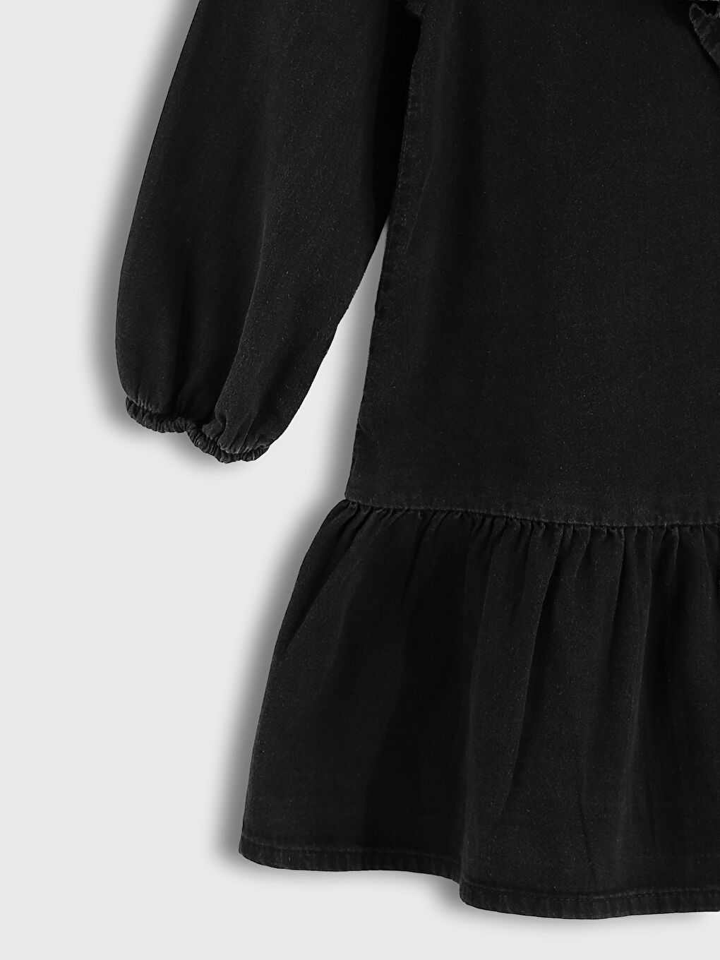 Basic Long Sleeve Girls' Denim Dress-2
