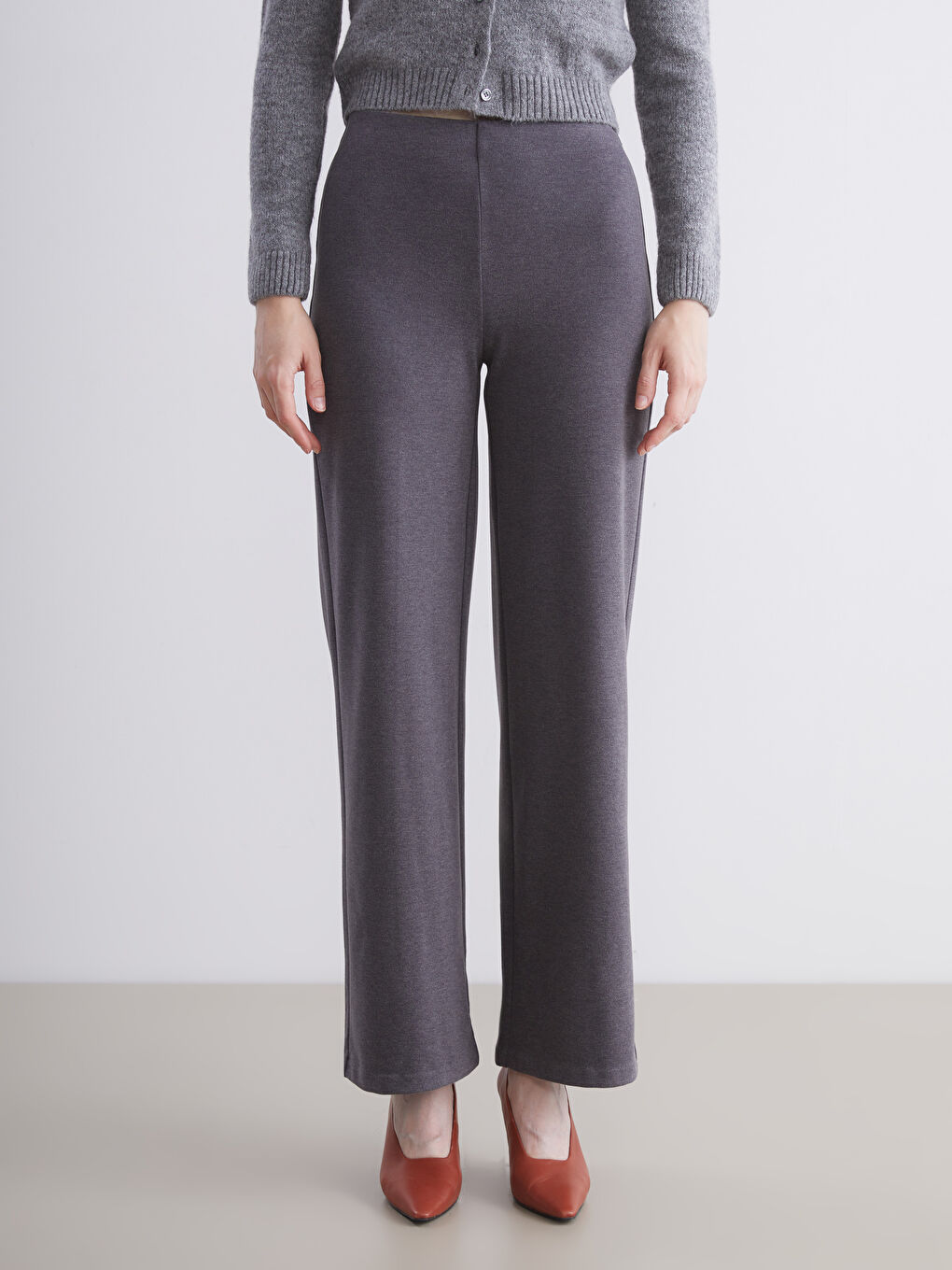 Elastic Waist Wide Leg Women's Trousers-1