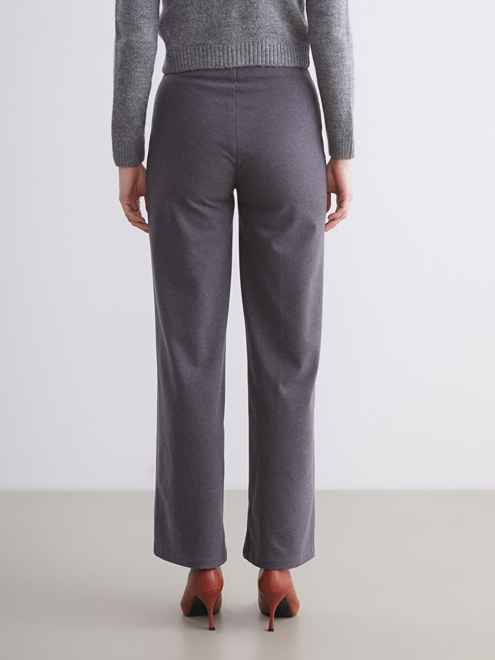Elastic Waist Wide Leg Women's Trousers-3