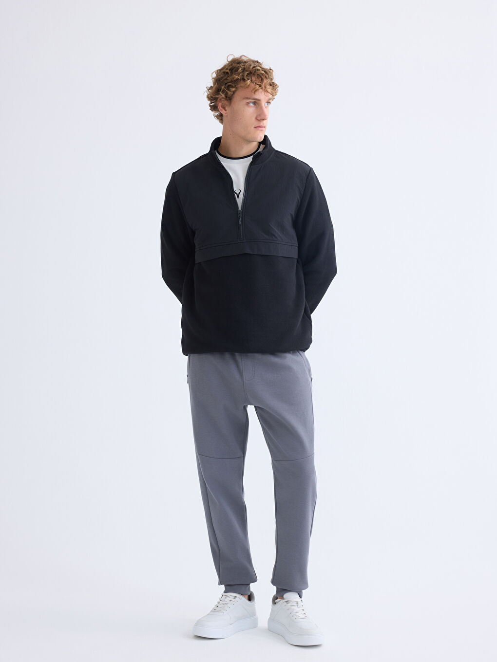 Funnel Neck Long Sleeve Polar Men's Sweatshirt-1