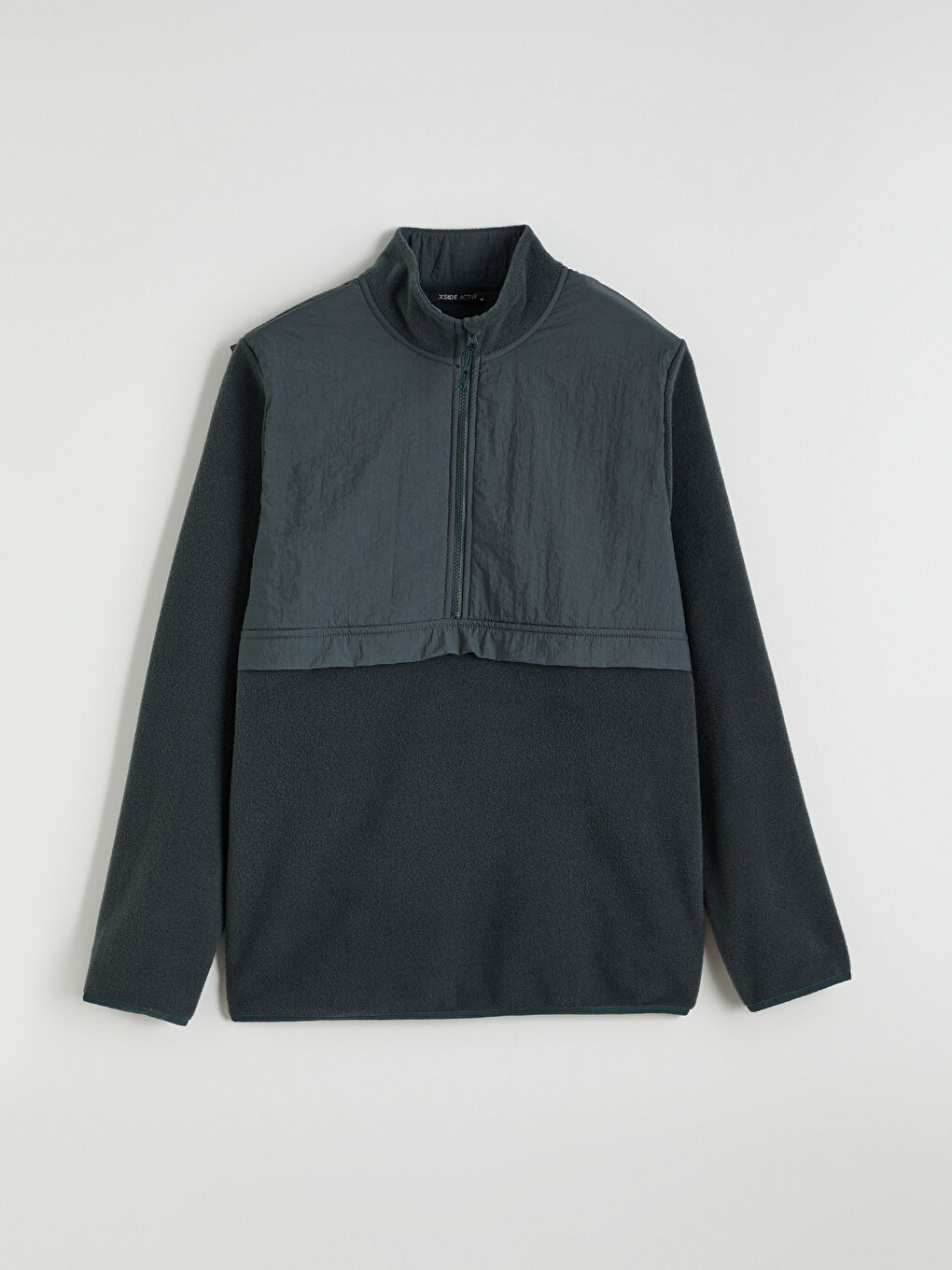 Yeşil Dik Yaka Uzun Kollu Polar Erkek Sweatshirt-4