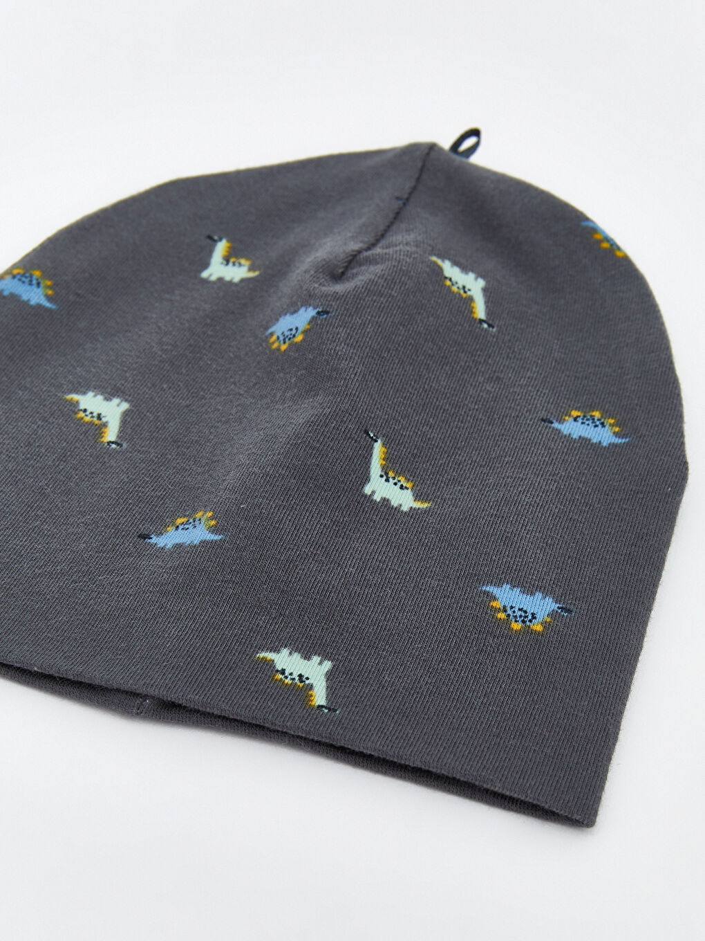 Gri Dinozor Baskılı Erkek Bebek Bere-3