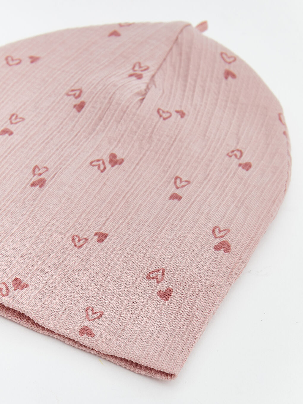 Pembe Kalp Desenli Kız Bebek Bere-2