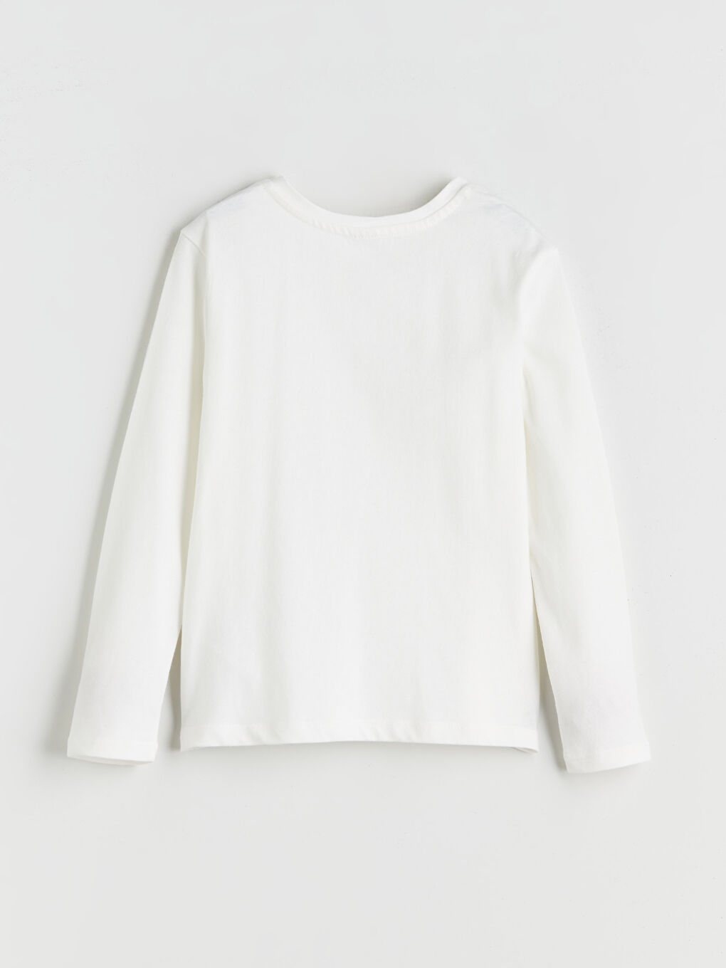 Ekru Bisiklet Yaka Kız Çocuk Tişört-2