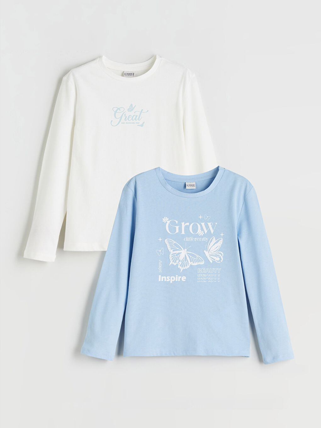 LCW Kids Crew Neck Printed Girls' T-Shirt 2 Pack -W5CS38Z4-R9J