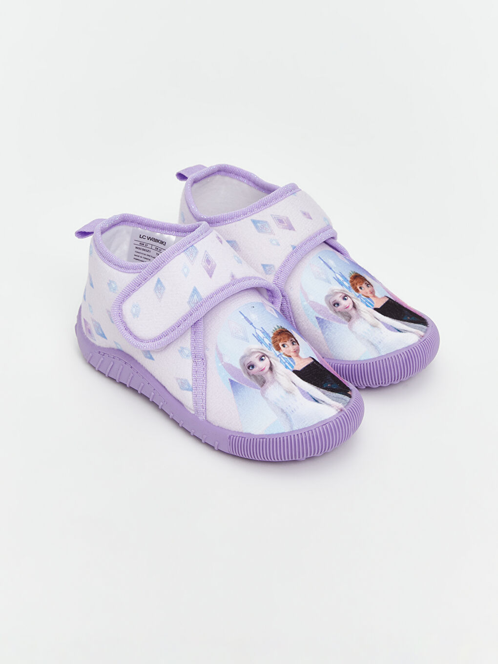 Lila Frozen Baskılı Kız  Bebek Panduf