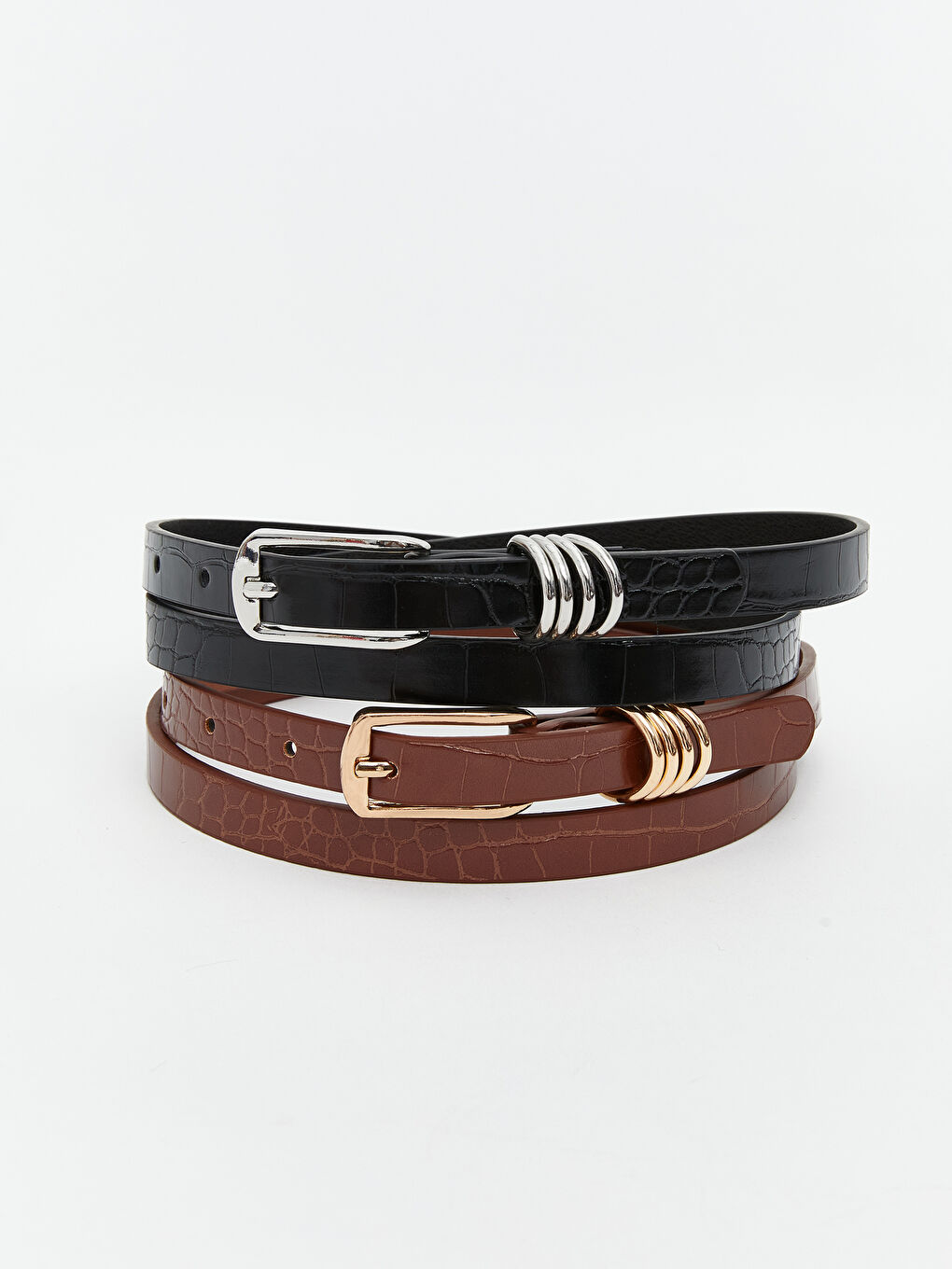 Faux Leather Women's Belt 2 Pack