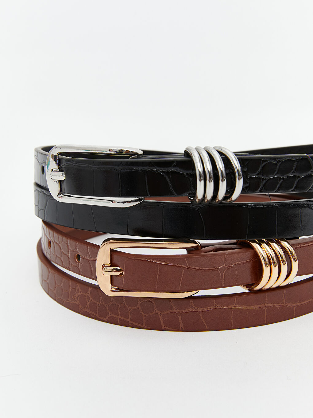 Faux Leather Women's Belt 2 Pack-3