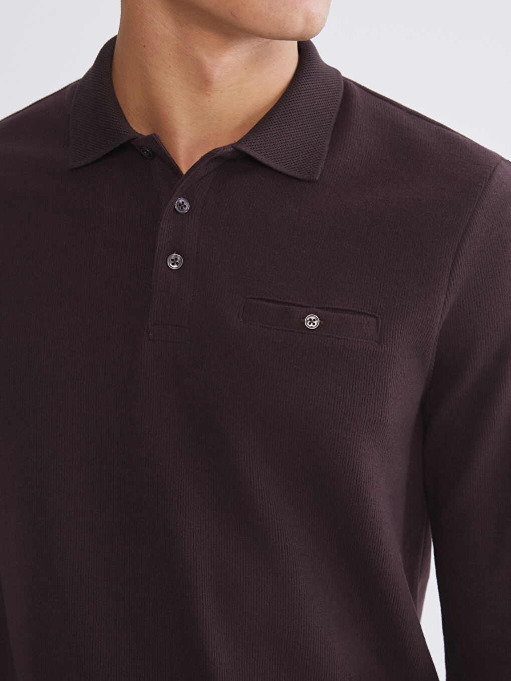 Mürdüm Polo Yaka Erkek Sweatshirt-2