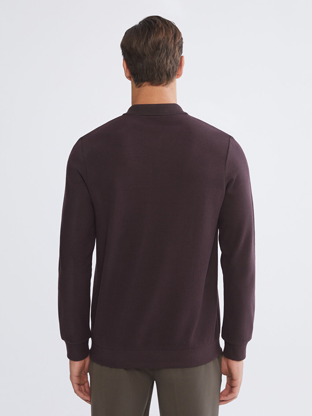 Mürdüm Polo Yaka Erkek Sweatshirt-3
