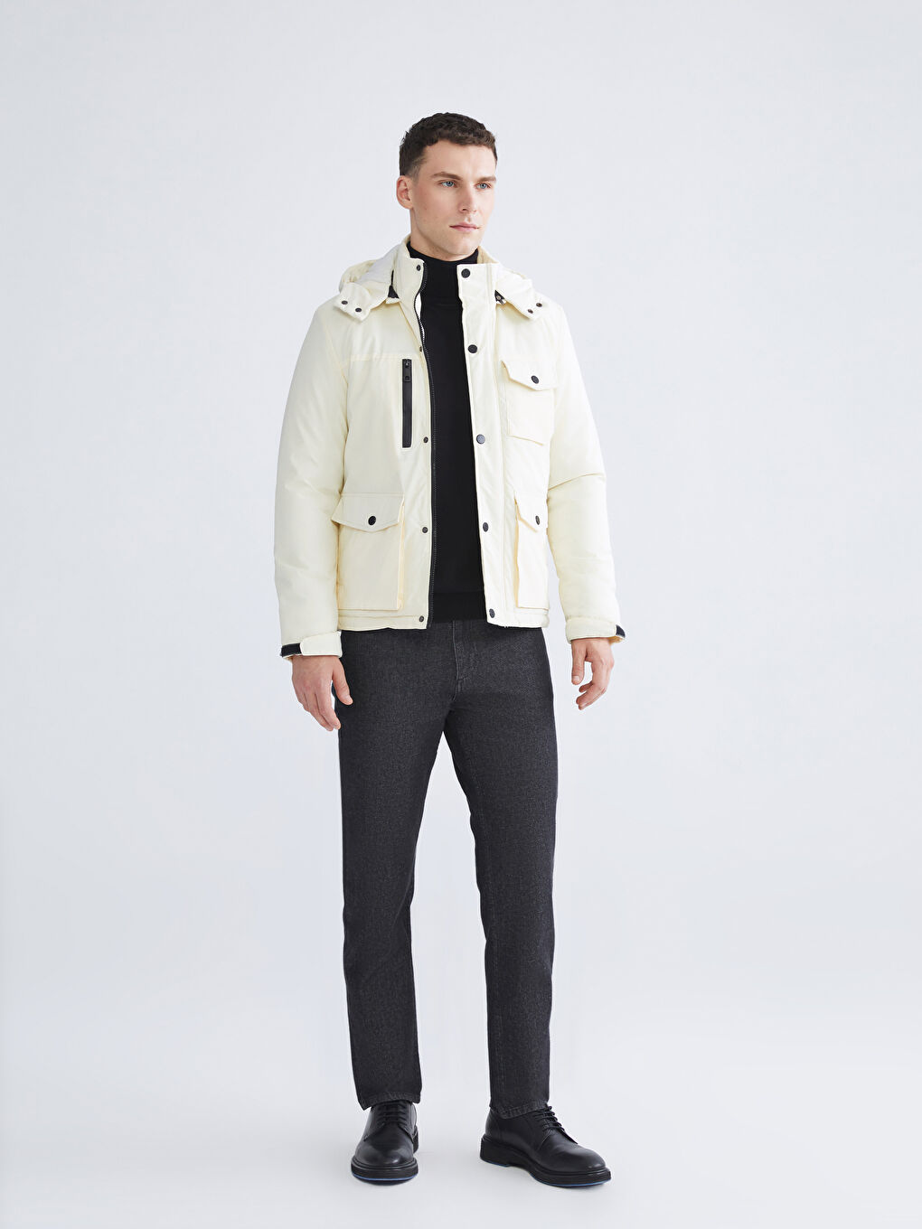 Slim Fit Hooded Men's Coat-1