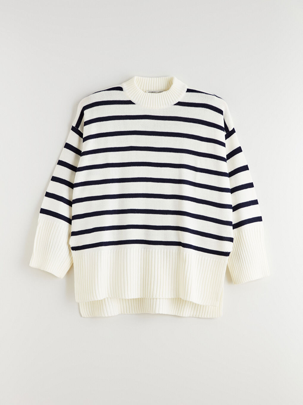 Crew Neck Striped Oversize Women's Knitwear Sweater-8