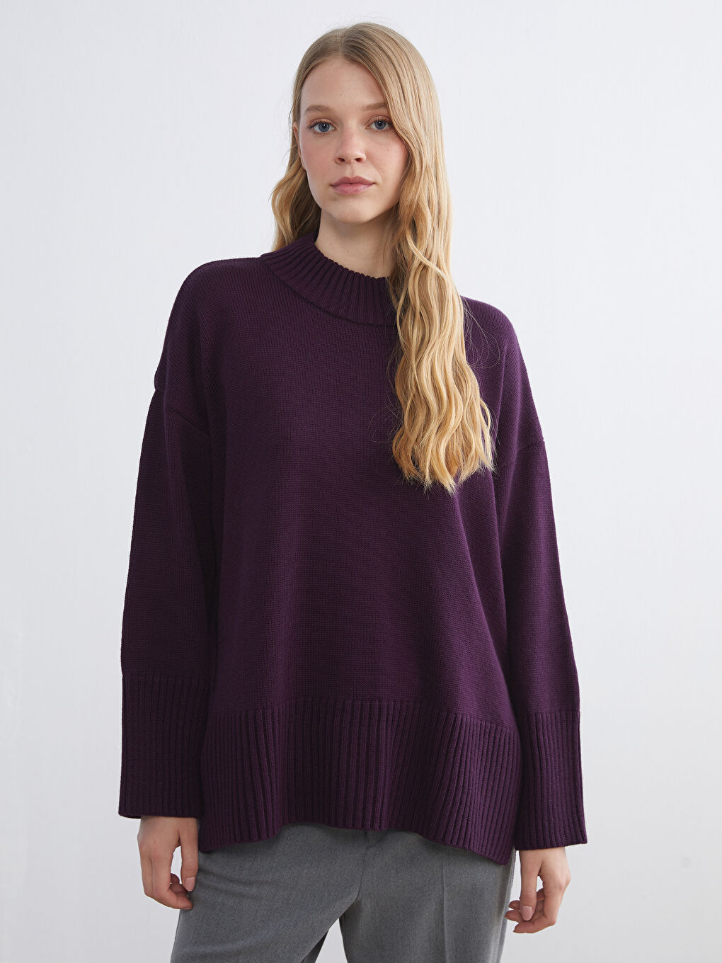 Half Turtleneck Oversize Women's Knitwear Sweater-1