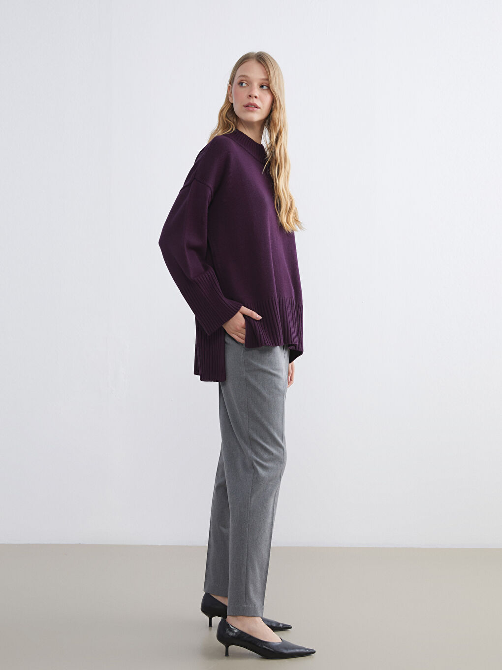 Half Turtleneck Oversize Women's Knitwear Sweater-2