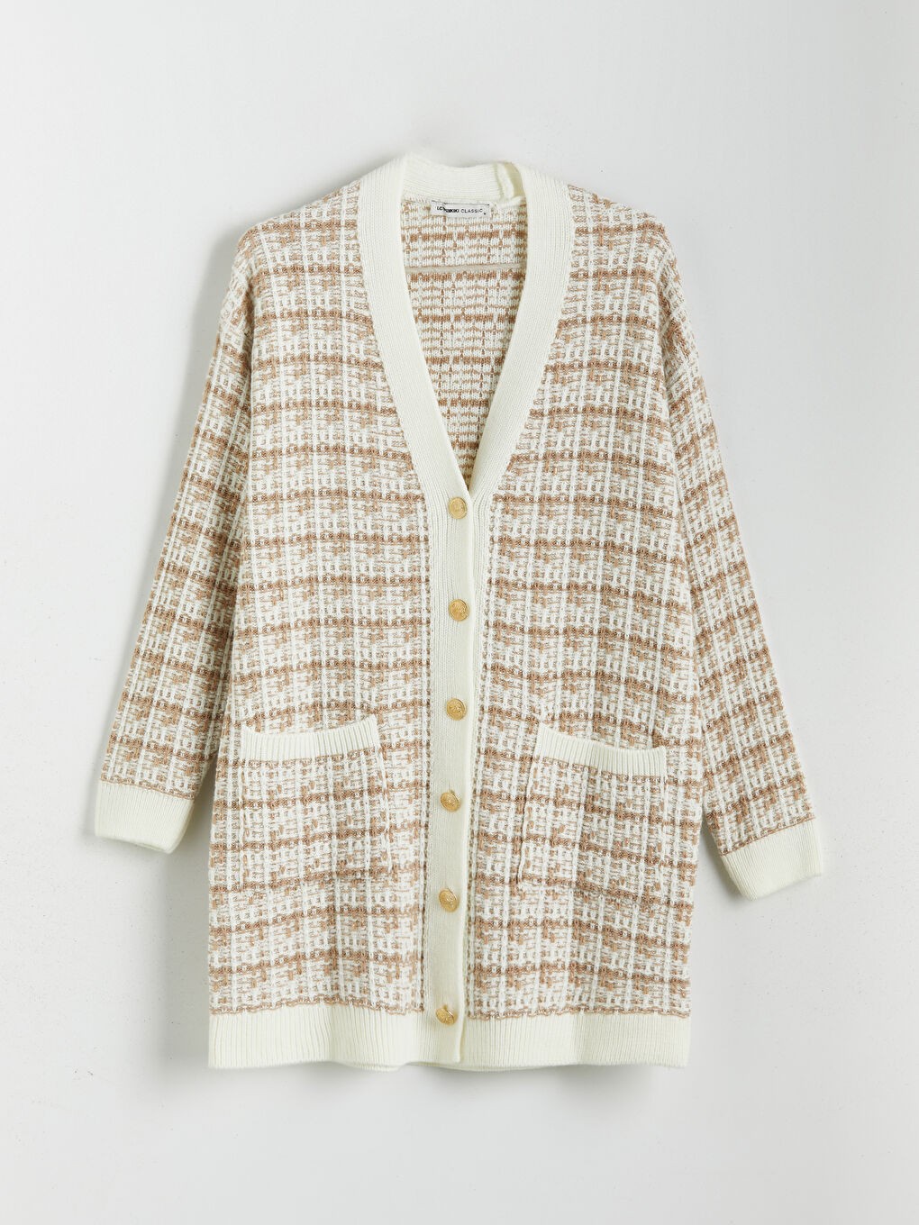 كارديجان تريكو بنمط فتحة رقبة على شكل حرف V للسيدات-4