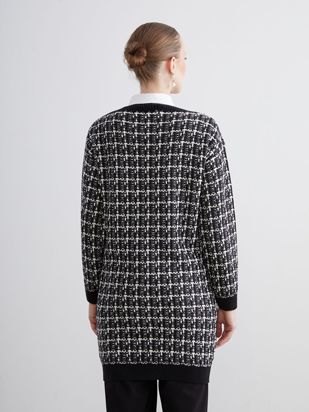 V Neck Patterned Women's Knitwear Cardigan-6