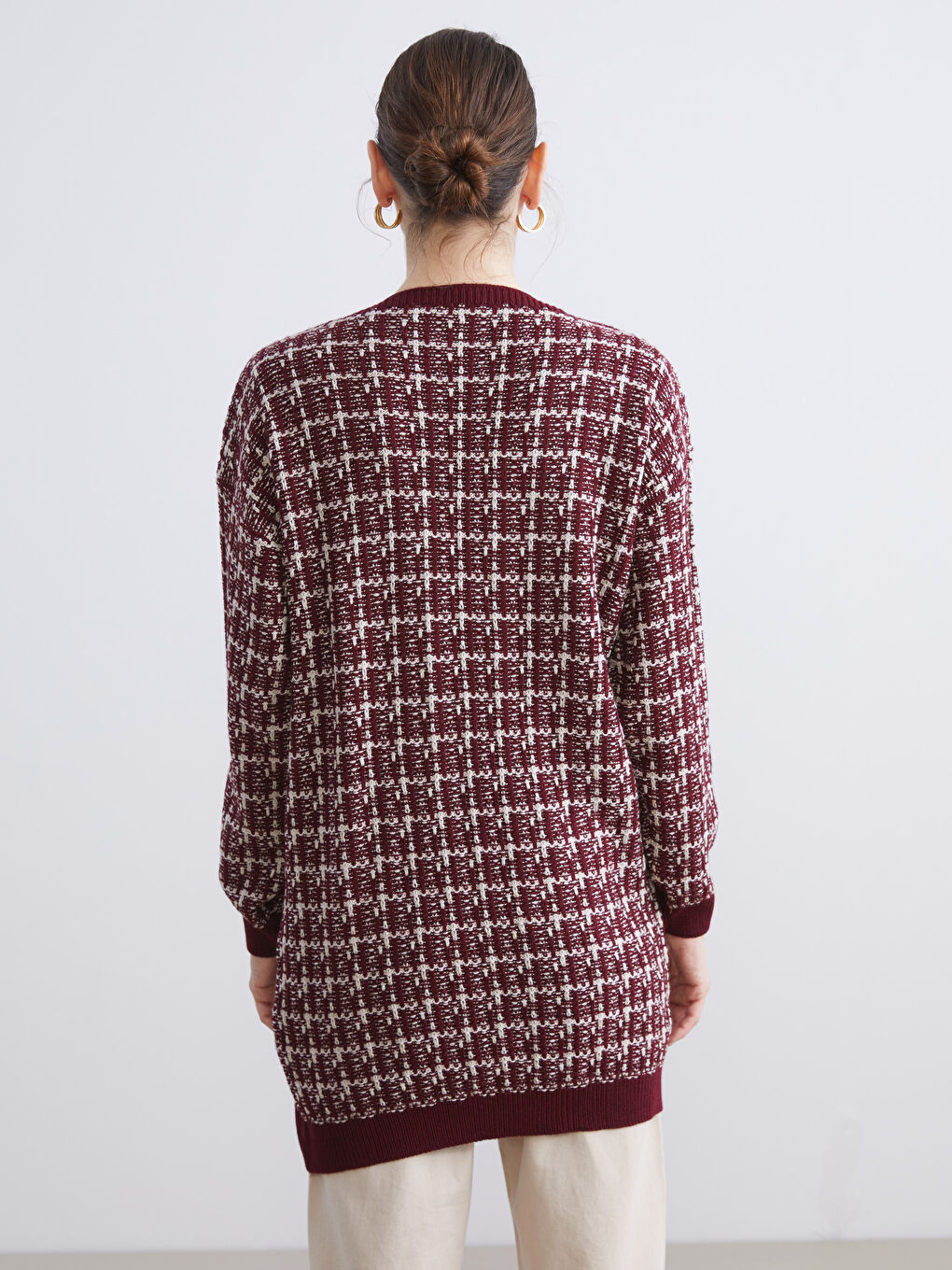 V Neck Patterned Women's Knitwear Cardigan-6