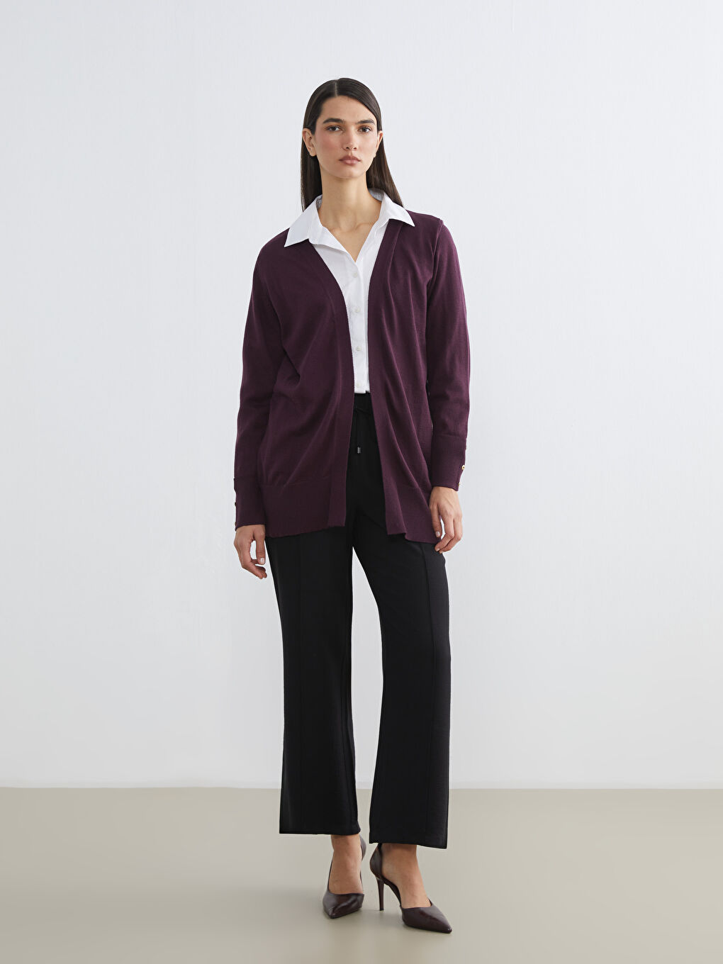 كارديجان تريكو بياقة شال للسيدات-1