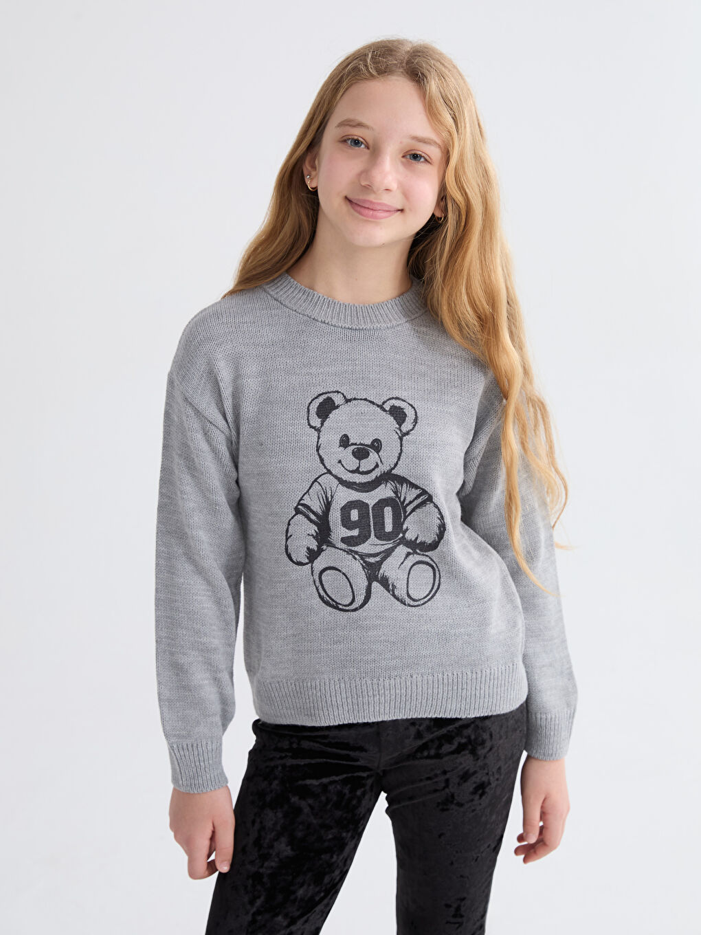 Crew Neck Girls' Knitwear Sweater