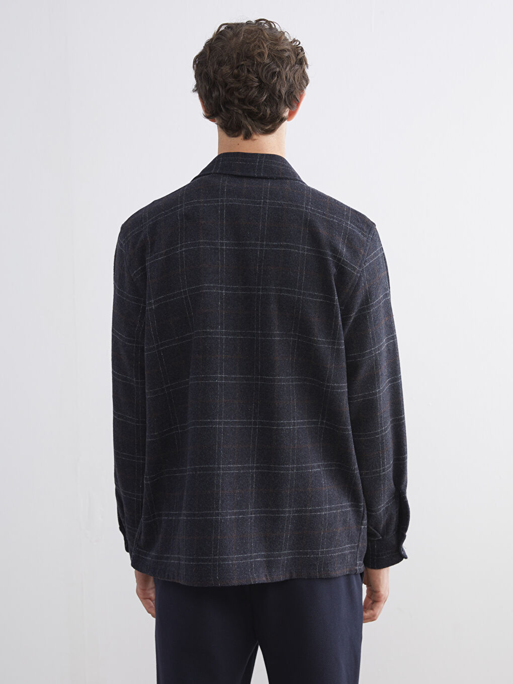 Lacivert Standart Fit Ekose Erkek Oduncu Gömlek-3