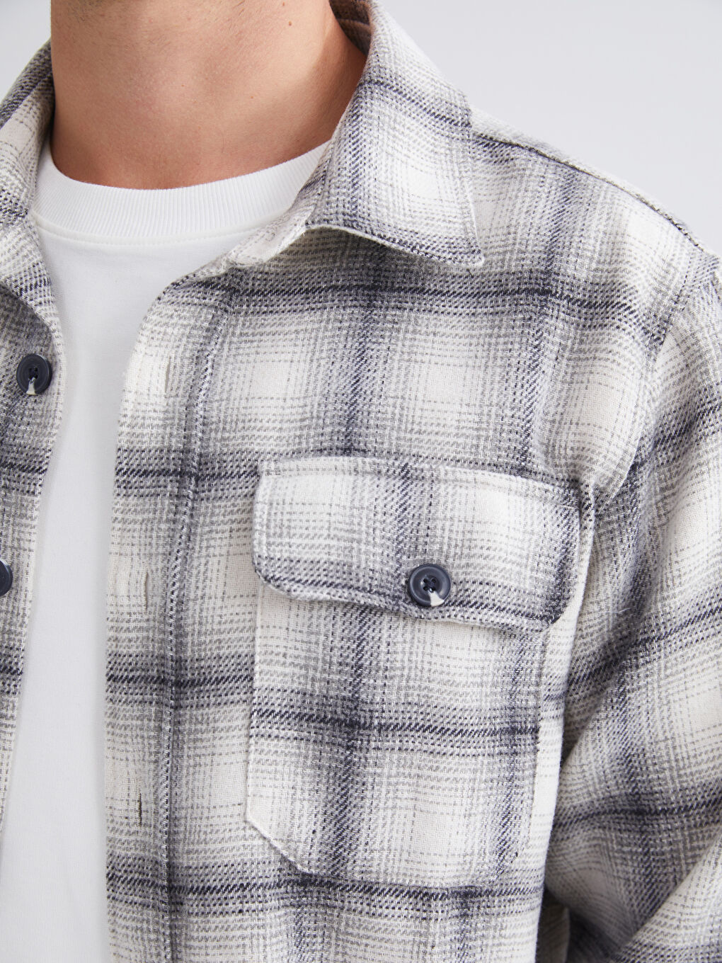 Regular Fit Long Sleeve Plaid Men's Flannel Shirt Jacket-2