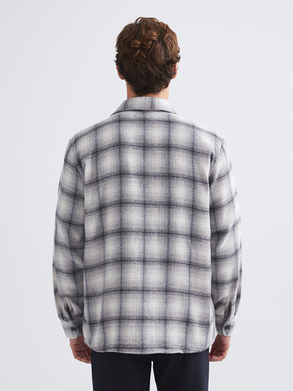 Regular Fit Long Sleeve Plaid Men's Flannel Shirt Jacket-3