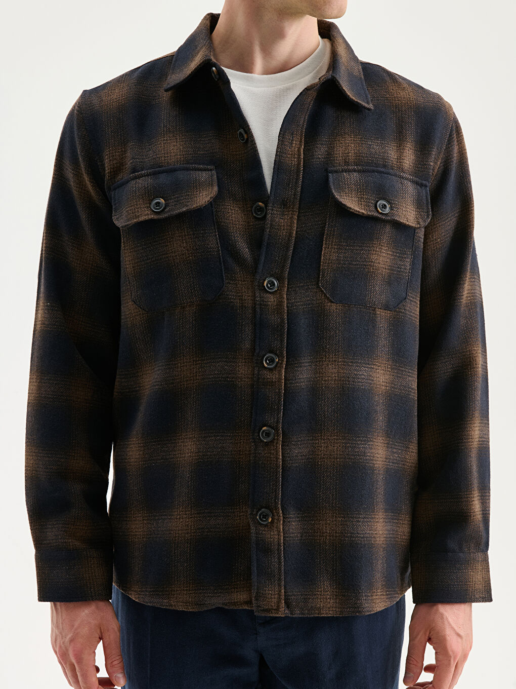 Regular Fit Long Sleeve Plaid Men's Flannel Shirt Jacket-2