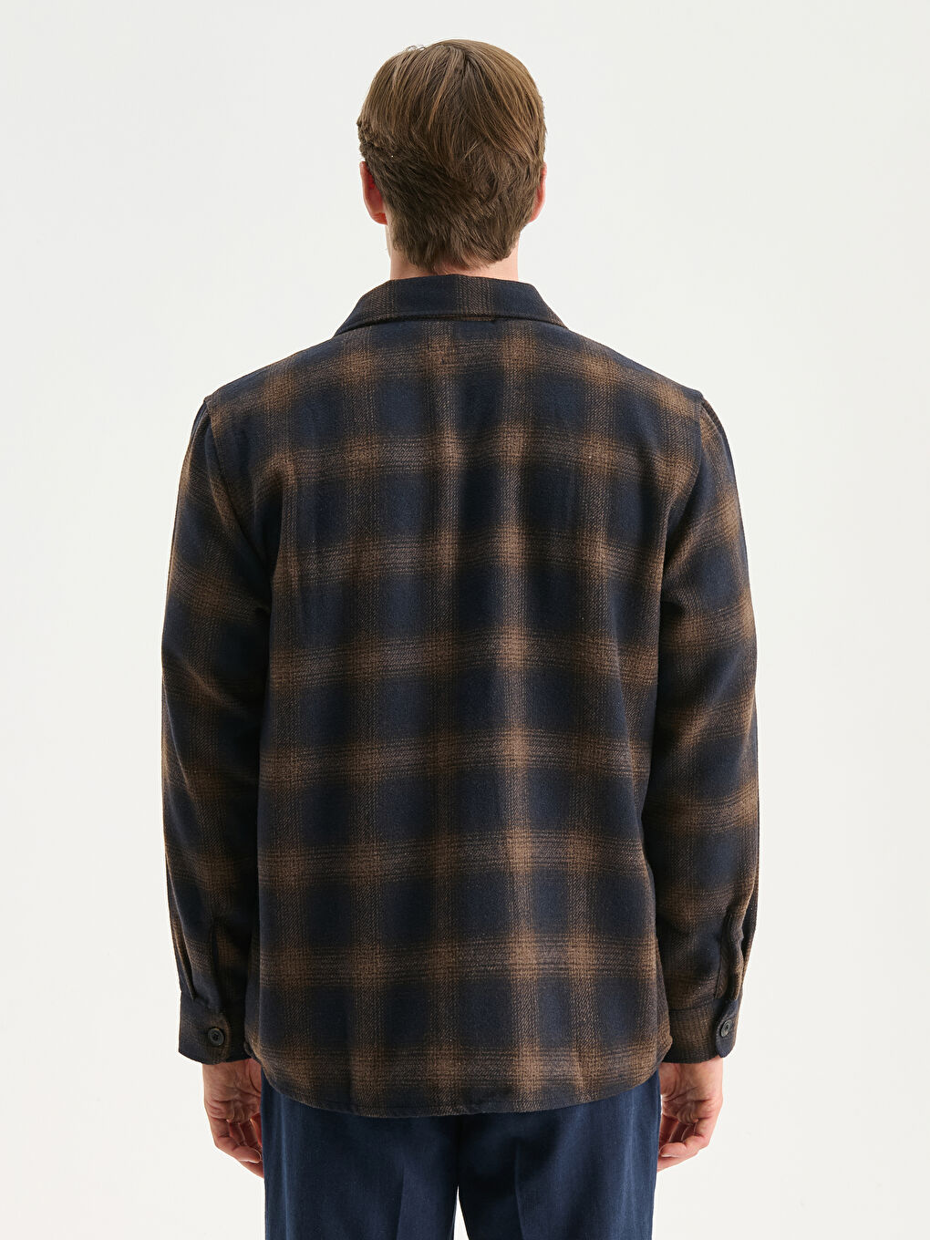 Regular Fit Long Sleeve Plaid Men's Flannel Shirt Jacket-3