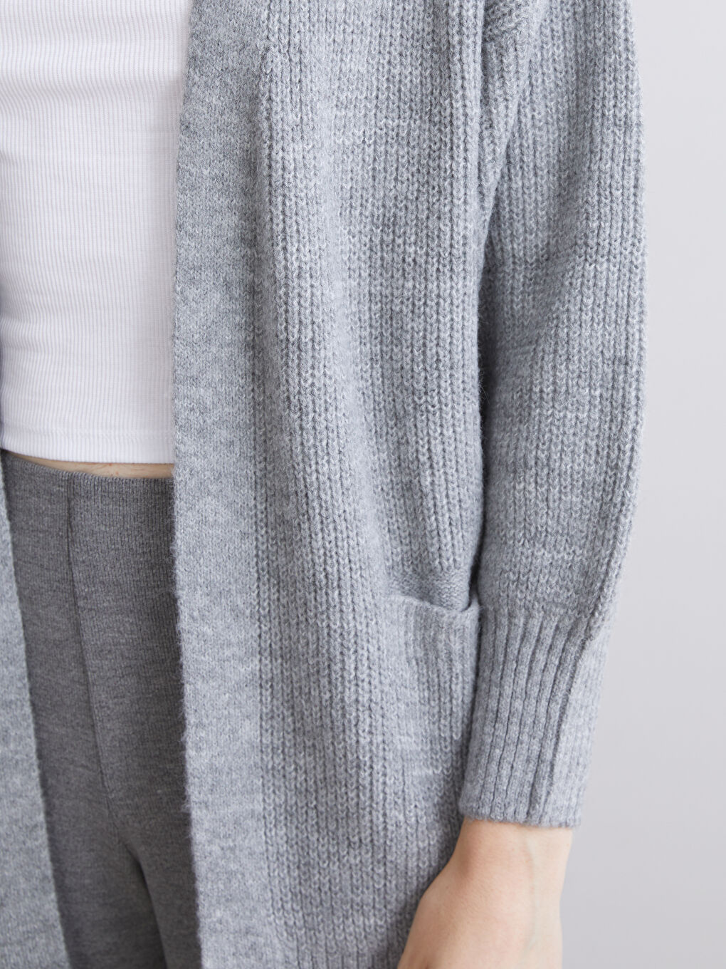 Shawl Collar Plain Oversize Women's Knitwear Cardigan-2