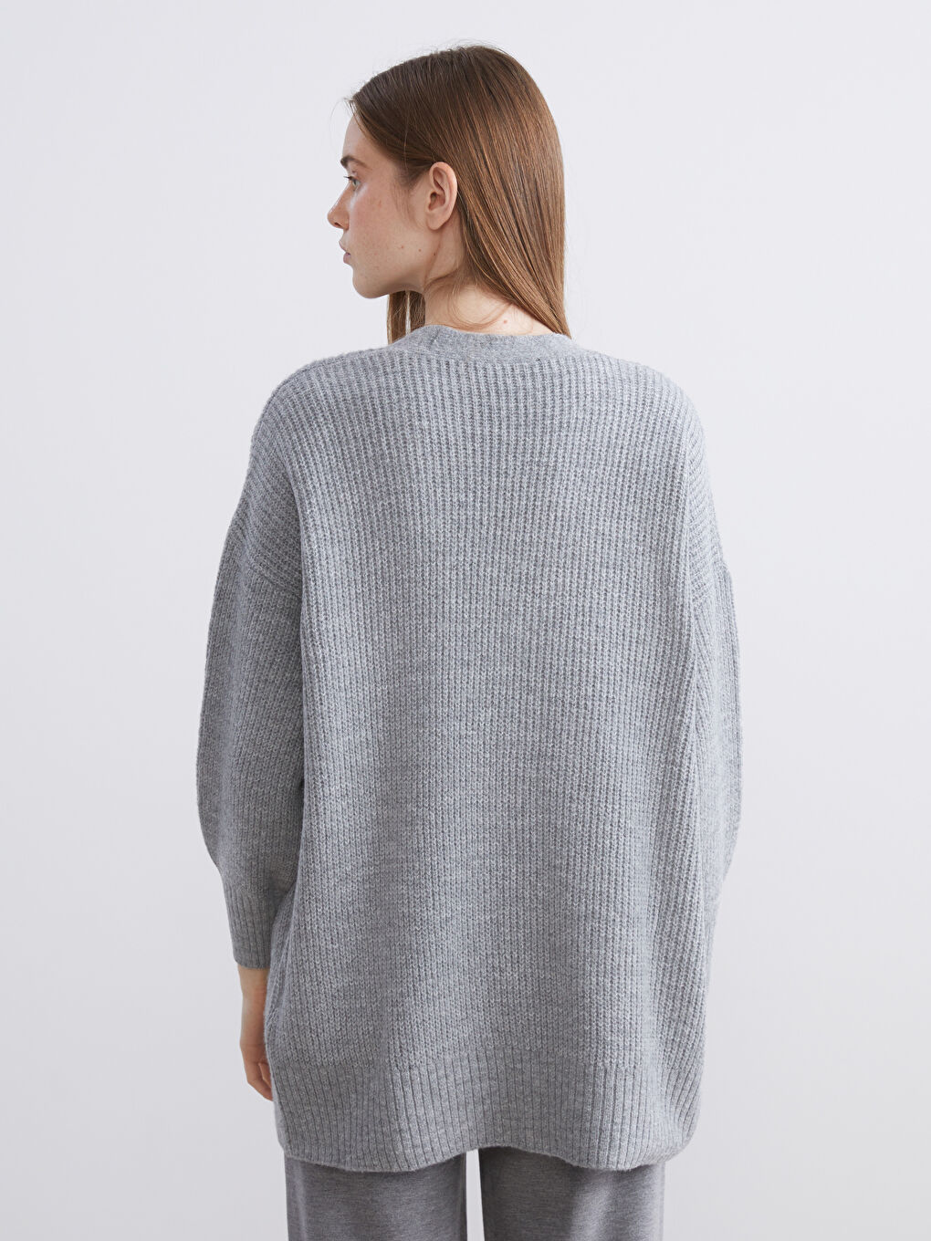 Shawl Collar Plain Oversize Women's Knitwear Cardigan-3