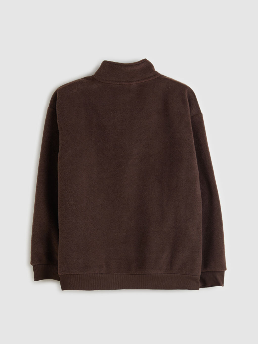 Kahverengi Dik Yaka Erkek Çocuk Polar Sweatshirt-2